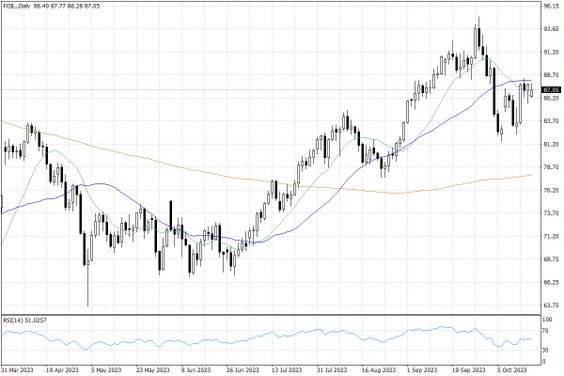 Notowania ropy naftowej WTI – dane dzienne
