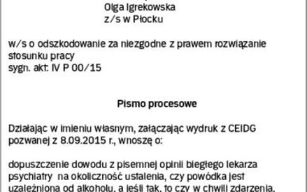 Przykład pisma procesowego