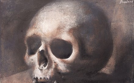 CZASZKA, 2016, 20×30 cm, tempera na płótnie