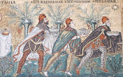 Mozaika w bazylice św. Apolinarego w Rawennie powstała w VI wieku i pokazuje Trzech Mędrców jako Per