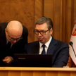 Szef serbskiego MSZ Milos Vucevic (z lewej) i prezydent Serbii Aleksander Vucic