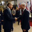 Przewodniczący Rady Europejskiej Herman Van Rompuy wita premiera Turcji Recepa Erdogana.