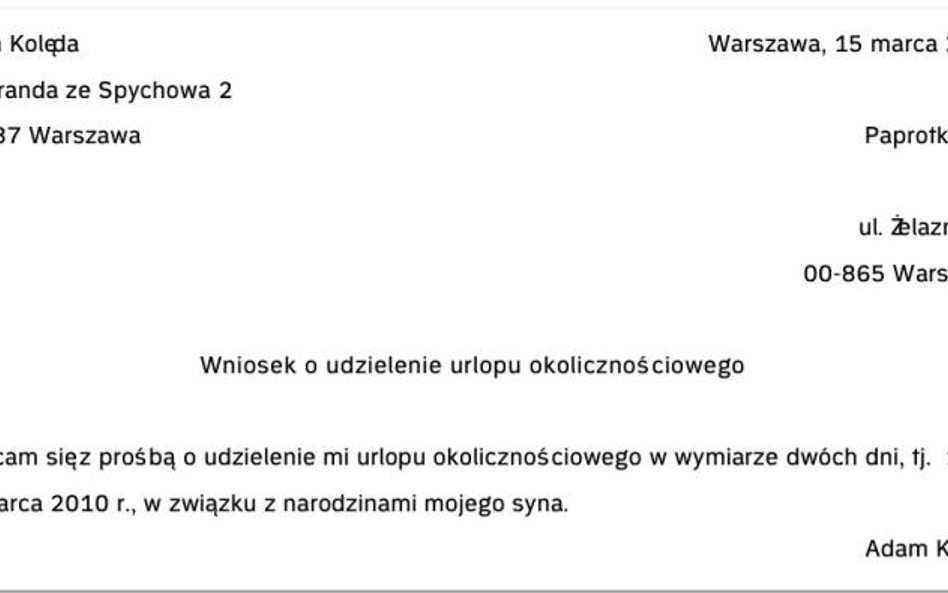 Ojcu możesz dać więcej wolnego