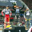 Podium zeszłorocznego Grand Prix w Warszawie - Tai Woffinden przed Maciejem Janowskim i Fredrikiem L