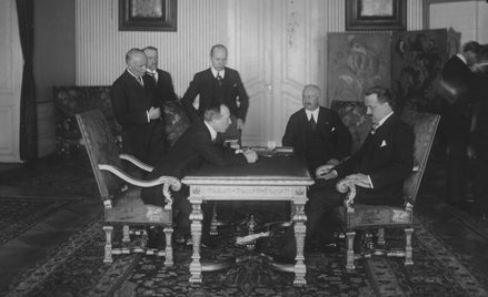 Minister spraw zagranicznych Polski Aleksander Skrzyński (z prawej) i minister spraw zagranicznych C