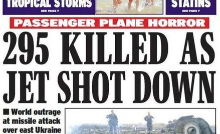 „Jedynki” zagranicznych gazet o katastrofie malezyjskiego samolotu