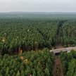 Widok z lotu ptaka na lokalizację przyszłej gigafabryki Tesli w Grünheide w Brandenburgii