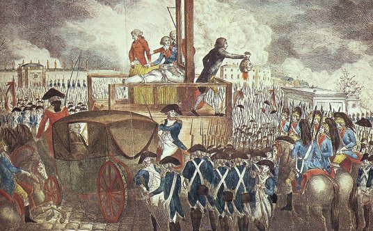 Egzekucja Ludwika XVI poprzez ścięcie za pomocą gilotyny odbyła się 21 stycznia 1793 r. na placu Rew