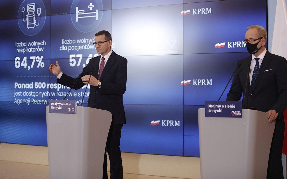 Premier Mateusz Morawiecki i minister zdrowia Adam Niedzielski