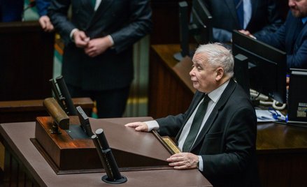 Prezes PiS Jarosław Kaczyński na sali obrad Sejmu w Warszawie