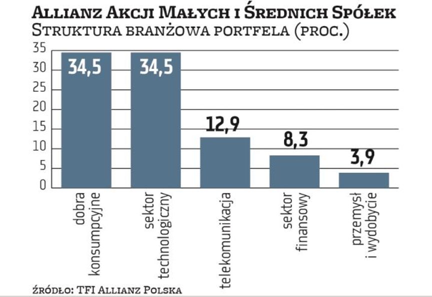 W sierpniu poprzedniego roku Allianz Akcji Małych i Średnich Spółek składał się w 32,5 proc. z akcji