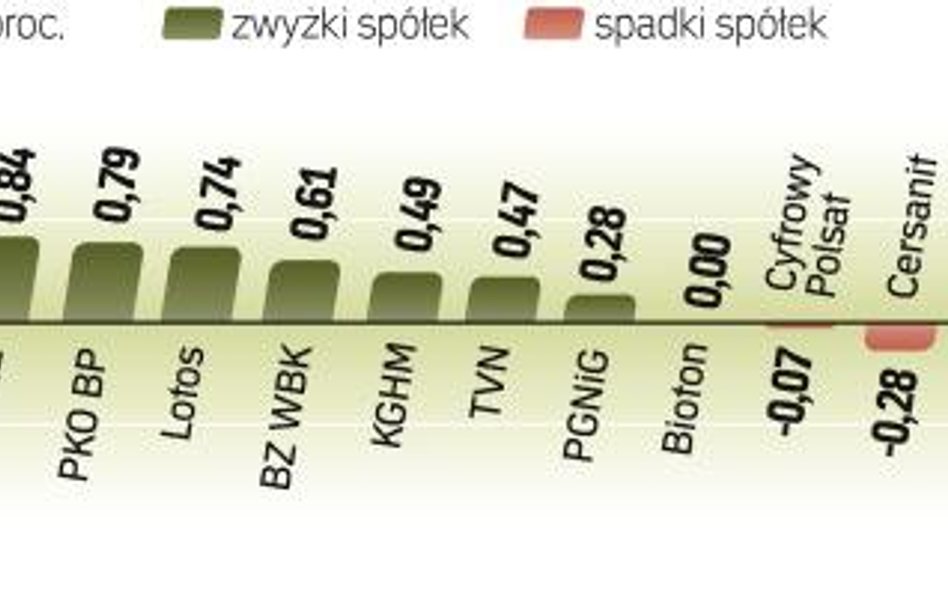 Wczoraj indeks największych spółek GPW wzrósł po raz siódmy z rzędu. Zyskał w tym czasie już 9,5 pro