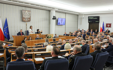Marszałek Senatu Małgorzata Kidawa-Błońska (KO) po wyborze na stanowisko podczas pierwszego posiedze
