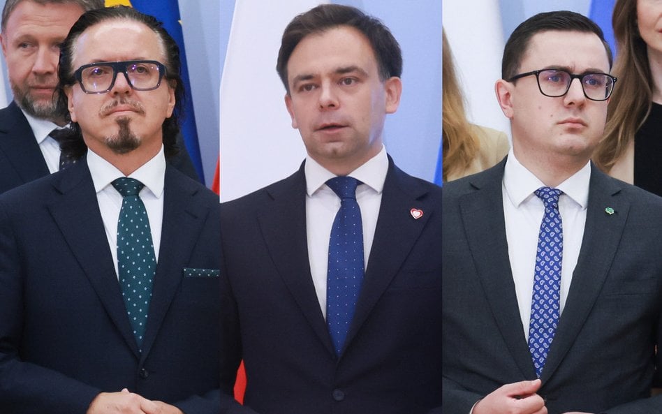 Wojciech Balczun (pierwszy z lewej) ma objąć tekę ministra aktywów państwowych, Andrzej Domański (w 