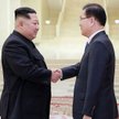 Kim Dzong Un i Czung Uj Jong w czasie rozmów w Pjongjangu