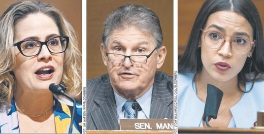 Kyrsten Sinema, senator z Nevady (z lewej), i Joe Manchin, senator z Wirginii Zachodniej, to czołowi