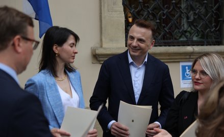 Kraków, 07.05.2024. Radny Łukasz Gibała (2P) po pierwszej sesji nowo wybranej Rady Miasta Krakowa.