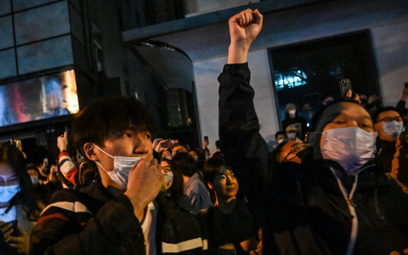 Uczestnicy protestu w Szanghaju