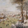 Pieter Brueghel Młodszy. Pejzaż zimowy z łyżwiarzami i pułapką na ptaki olej na płótnie, 38,6 x 56,3