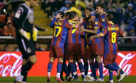 Piłkarze FC Barcelona podczas meczu z Deportivo de la Coruna. Barca wygrała 4:0