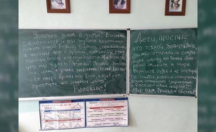 Rosjanie splądrowali szkoły. Zostawili ukraińskim uczniom wiadomości w klasach
