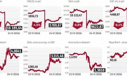 Rynki finansowe ostro zareagowały na decyzję Brytyjczyków o wyjściu z UE