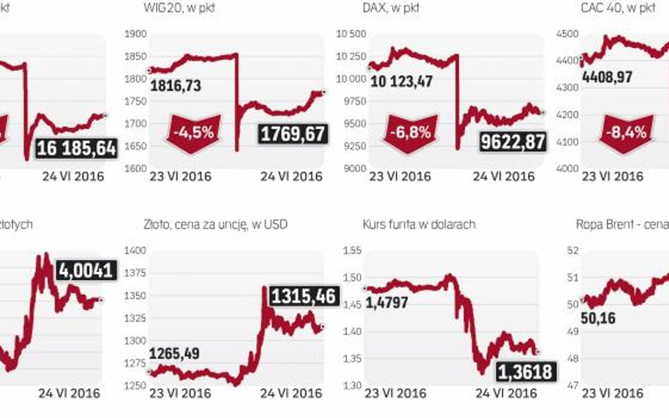 Rynki finansowe ostro zareagowały na decyzję Brytyjczyków o wyjściu z UE