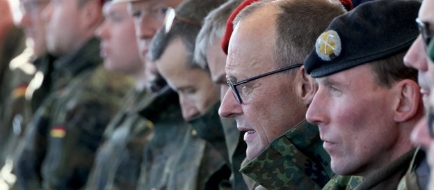 Friedrich Merz podczas manewrów Bundeswehry