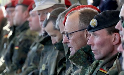 Friedrich Merz podczas manewrów Bundeswehry