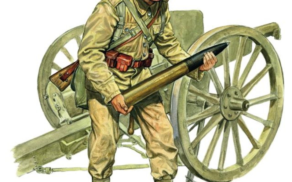 Polski kanonier – w tle działo wz. 97 Schneider kal. 75 mm