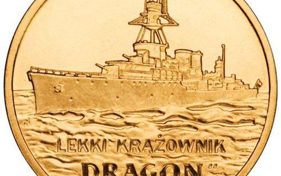 Lekki krążownik "Dragon", rewers monety