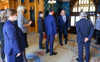 Minister spraw zaganicznych Rosji Siergiej Ławrow podczas spotkania z przedstawicielami samozwańczyc