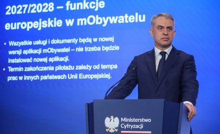 Wicepremier, minister cyfryzacji Krzysztof Gawkowski podczas konferencji prasowej "Rozwijamy mObywat