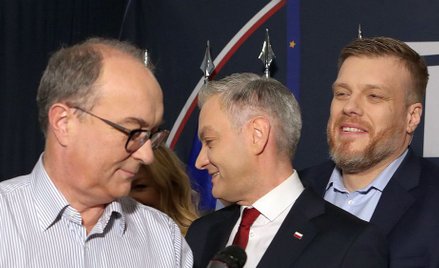 Liderzy trzech lewicowych formacji - Włodzimierz Czarzasty, Robert Biedroń i Adrian Zandberg