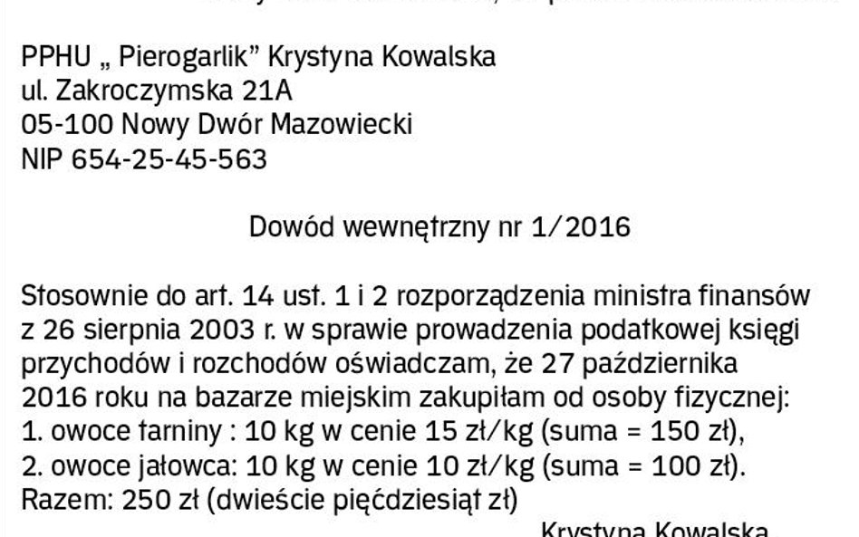 Wzór – dowód wewnętrzny