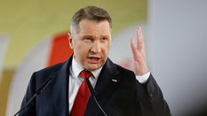 Wiceprezes PiS Przemysław Czarnek podczas otwartego spotkania z mieszkańcami z udziałem prezesa PiS 