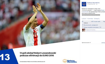 Lewandowski w kampanii PO. PZPN reaguje