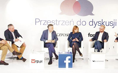 Debatujący: Michał Boni, Jakub Turowski, Beata Biel, Andrzej Zybertowicz oraz Michał Szułdrzyński i 