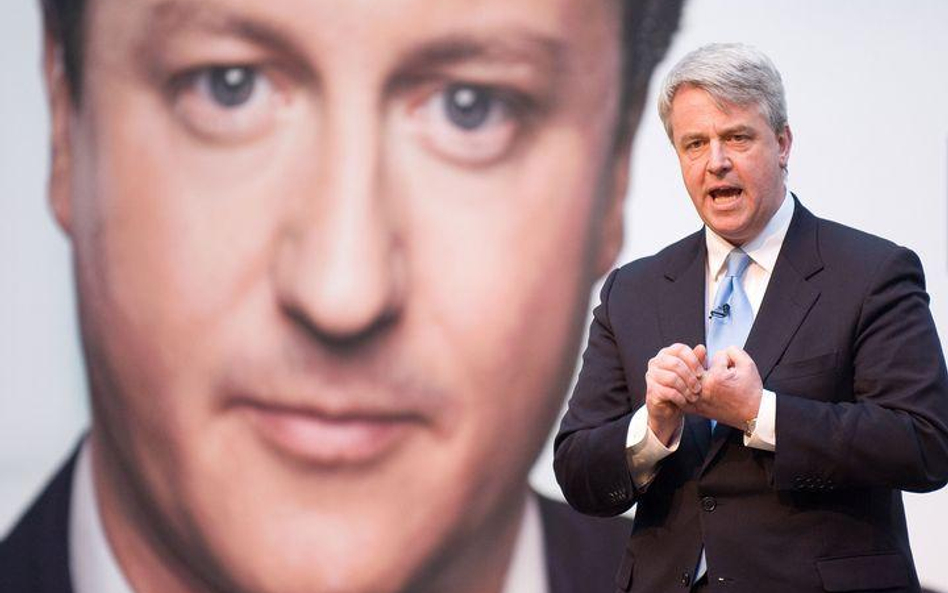 Andrew Lansley na tle zdjęcia Davida Camerona