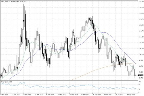 Notowania ropy naftowej WTI – dane dzienne
