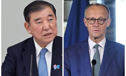 Japoński premier Shigeru Ishiba (z lewej) i niemiecki kanclerz Friedrich Merz.