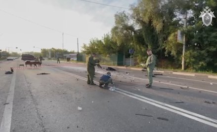 Miejsce eksplozji samochodu Darii Duginy