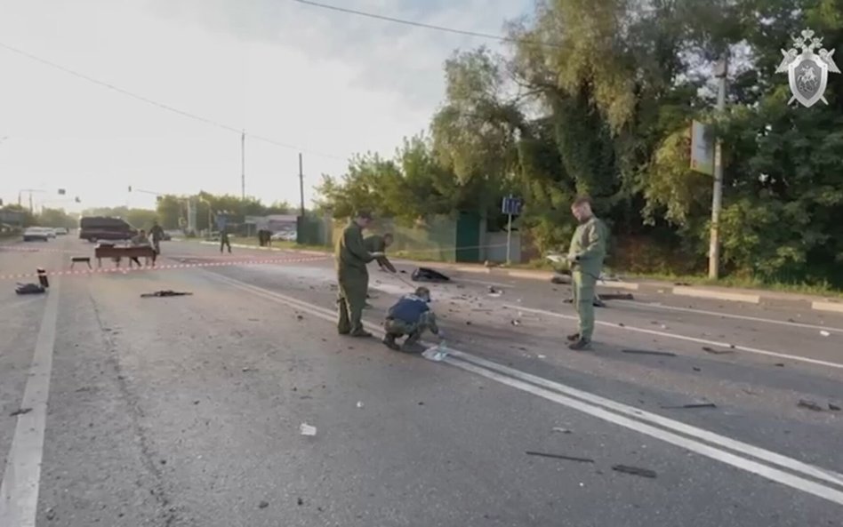 Miejsce eksplozji samochodu Darii Duginy