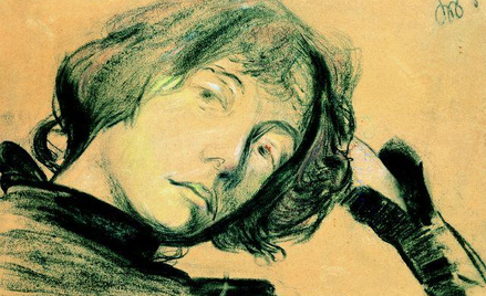 Stanisław Wyspiański, Portret Dagny Juel Przybyszewskiej, 1898-1899, czarna kredka, pastel, 29,5 x 4