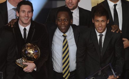 Leo Messi, Pele i Neymar w styczniu 2012 roku, po otrzymaniu przez Argentyńczyka jego trzeciej w kar