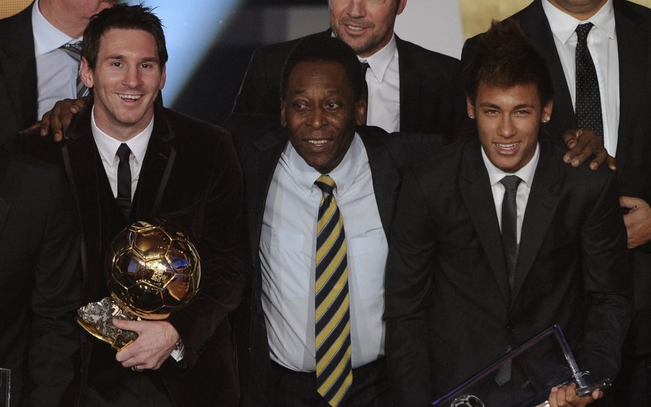 Leo Messi, Pele i Neymar w styczniu 2012 roku, po otrzymaniu przez Argentyńczyka jego trzeciej w kar