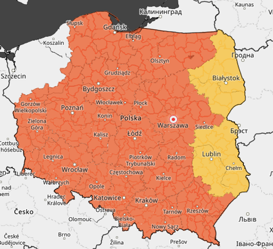 Prognoza zagrożeń meteo na 25 sierpnia