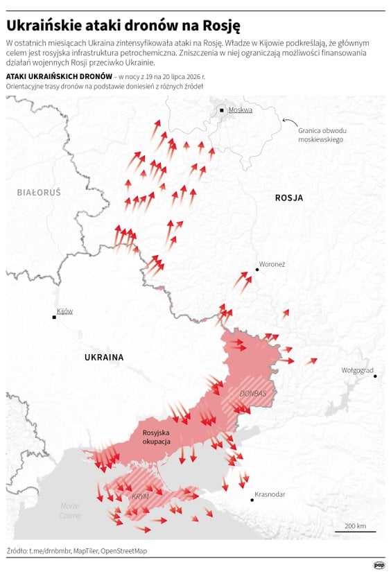 Ukraińskie ataki dronów
