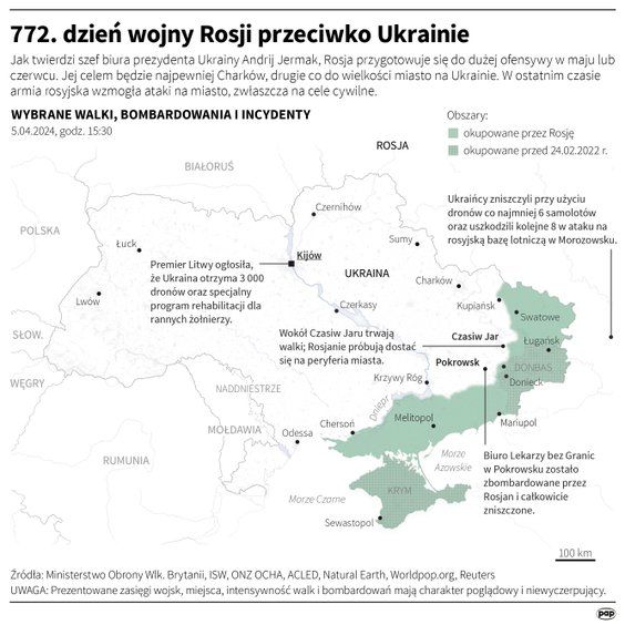 Tak wyglądała sytuacja na froncie w 772 dniu wojny