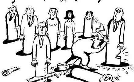 Komentarz rysunkowy. Wycinanie partyjnych rywali